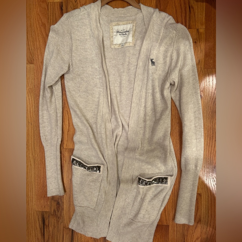 Abercrombie & Fitch Cream Cardigan Sweater Open Front Knit